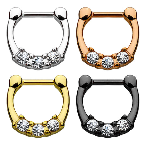 Septum Jewelry Piercing Clicker set crystals 