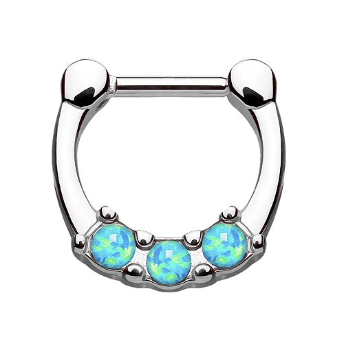 Septum Piercing Clicker Ring mit 3 Opal Steinen