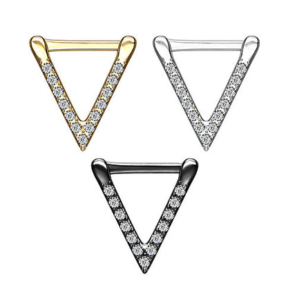 Septum Nasen Piercing Clicker Chirurgenstahl Dreieck Zirkonia Kristalle