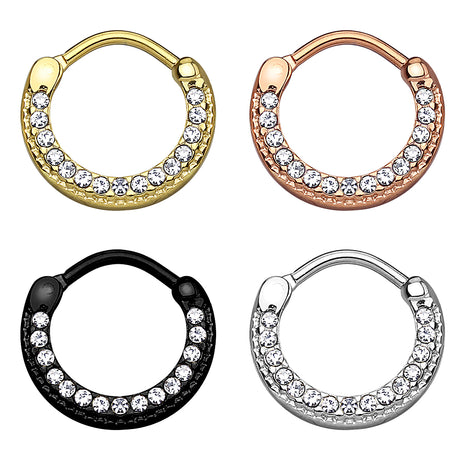 Septum Clicker Ring Shield Curved with Crystals 