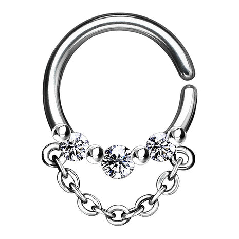 Septum Piercing Continuous Ear Cartilage Ring Crystals with Chain 