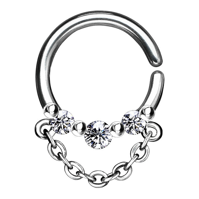 Septum Piercing Continuous Ohr Knorpel Ring Kristalle mit Kette