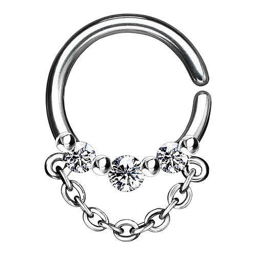 Septum Piercing Continuous Ohr Knorpel Ring Kristalle mit Kette