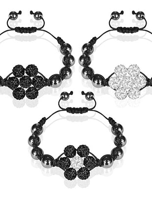 Shamballa Schmuck Armband Hämatit Glücksbringer Blume