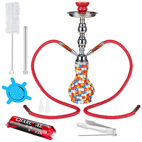 Orientalische 2 Schlauch Shisha Wasserpfeife Mosaik Candy 45cm inkl.Kohle