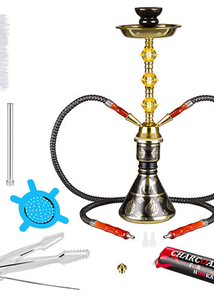 Orientalische 2 Schlauch Shisha Wasserpfeife Kamel Gold Schwarz 45cm inkl.Kohle