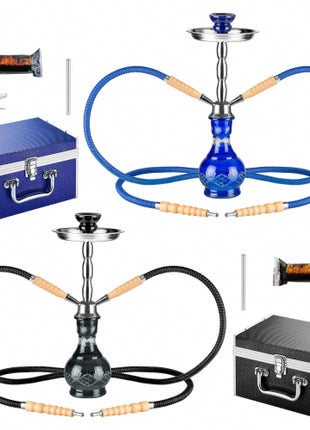 Orientalische Tribal 2 Schlauch Shisha 40cm Wasserpfeife Set im Koffer