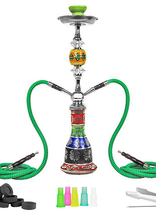 Orientalische 2 Schlauch Shisha Wasserpfeife Hookah Rasta Style 56cm inkl.Kohle