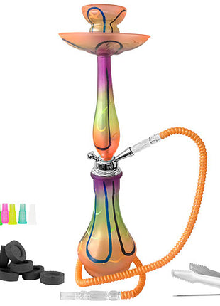 Wasserpfeife Glas Shisha Set Hookah Painted Muster 48cm + Kohle