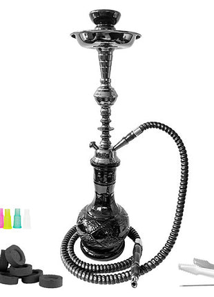 Orientalische Wasserpfeife Hookah 49cm Shisha Schwarz Set inkl. Kohle