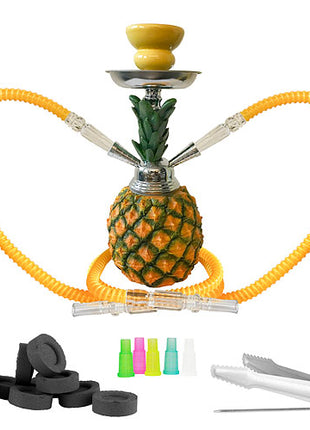 Orientalische 2 Schlauch Wasserpfeife Ananas 30cm Shisha Set inkl. Kohle