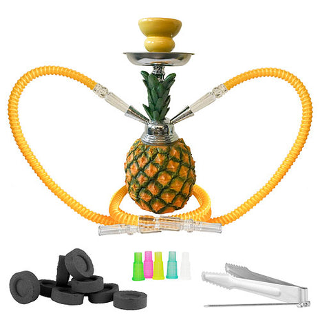 Orientalische 2 Schlauch Wasserpfeife Ananas 30cm Shisha Set inkl. Kohle