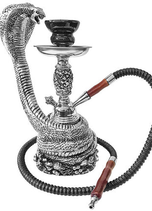 Oriental Shisha Water Pipe Cobra Snake Silver 30cm incl. Charcoal 