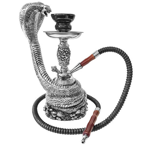 Oriental Shisha Water Pipe Cobra Snake Silver 30cm incl. Charcoal 