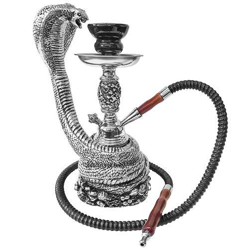 Orientalische Shisha Wasserpfeife Cobra Schlange Silber 30cm inkl.Kohle