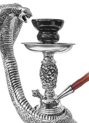 Oriental Shisha Water Pipe Cobra Snake Silver 30cm incl. Charcoal 