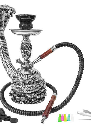 Orientalische Shisha Wasserpfeife Cobra Schlange Silber 30cm inkl.Kohle