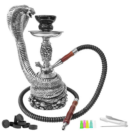 Orientalische Shisha Wasserpfeife Cobra Schlange Silber 30cm inkl.Kohle