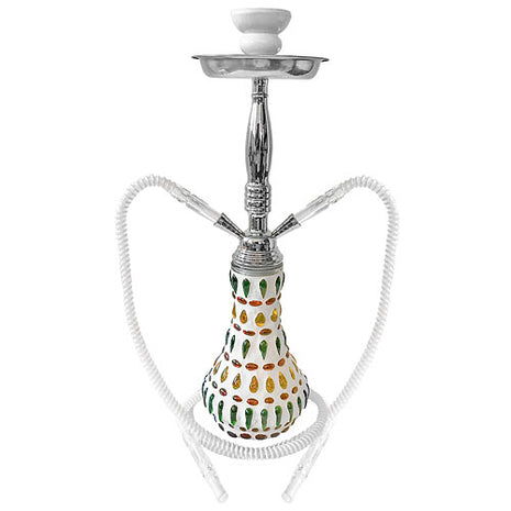 Oriental 2 Hose Water Pipe 45cm Shisha Set Mosaic White with Coal 