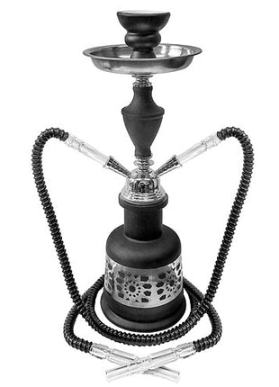 Orientalische 2 Schlauch Wasserpfeife Tribal Shisha Schwarz Set inkl. Kohle