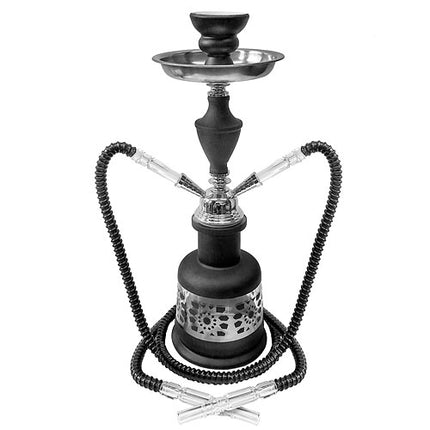 Orientalische 2 Schlauch Wasserpfeife Tribal Shisha Schwarz Set inkl. Kohle