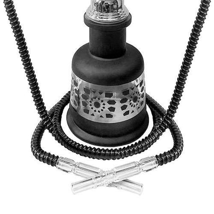 Orientalische 2 Schlauch Wasserpfeife Tribal Shisha Schwarz Set inkl. Kohle