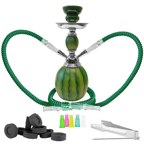 Orientalische 2 Schlauch Wasserpfeife Melone 30cm Shisha Set inkl. Kohle