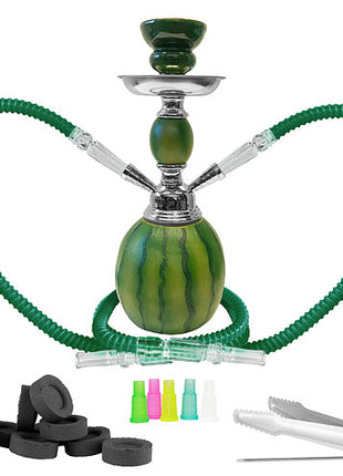 Orientalische 2 Schlauch Wasserpfeife Melone 30cm Shisha Set inkl. Kohle