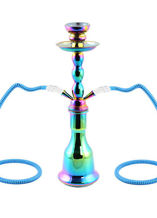 Oriental 2 Hose Water Pipe Rainbow metallic 45cm Shisha with Coal 