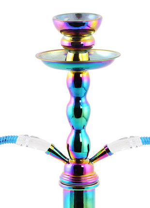 Oriental 2 Hose Water Pipe Rainbow metallic 45cm Shisha with Coal 