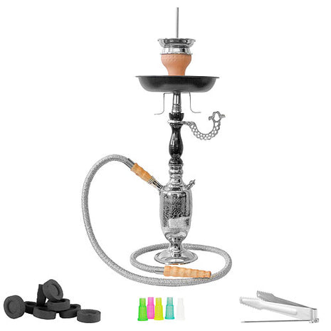 Orientalische Wasserpfeife Nargile Hookah Shisha Set aus Metall 50cm inkl. Kohle