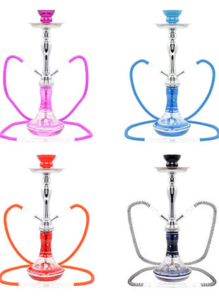 Moderne 2 Schlauch Wasserpfeife 45cm Blumen Design Shisha mit Kohle