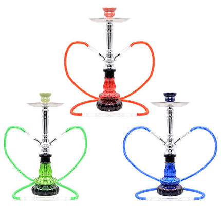 Stylische 2 Schlauch Wasserpfeife 45cm Design Shisha zweifarbig mit Kohle
