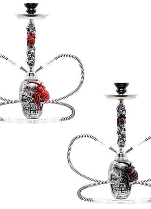 Shisha Wasserpfeife Hookah Totenkopf Spinne 2 Schläuche 45cm inkl.Kohle