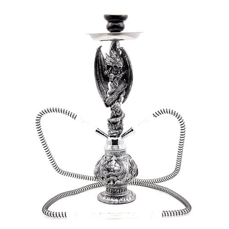 Shisha Dragon Water Pipe Hookah Dragon 2 Hoses Nargile Silver 