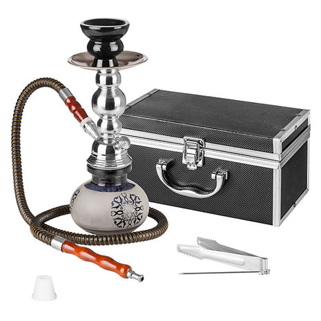 Orientalische Pumpkin Shisha Wasserpfeife mit Alu Koffer 2Go schwarz inkl. Kohle