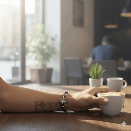 Anker Armband Schwarz Kunstleder Kristalle Unisex maritimer Schmuck