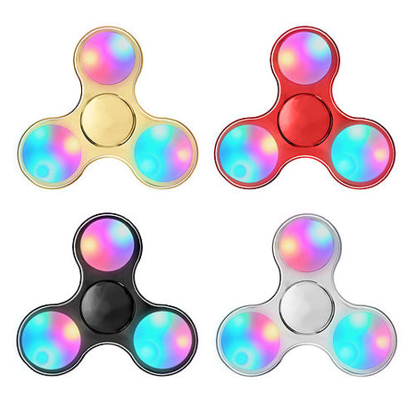 LED Finger Spinner Hand Fidget Anti Stress Konzentration Spielzeug Chrome