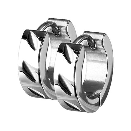 Ohrringe Creolen Edelstahl Silber mit Kerben