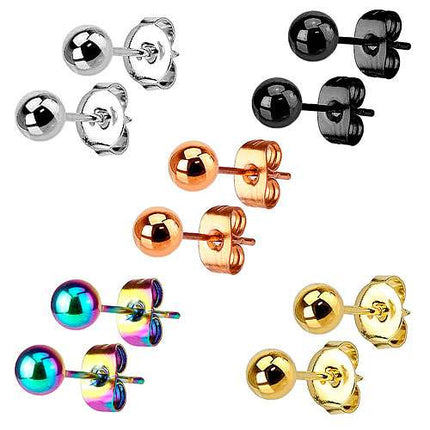 1 Paar Ohrstecker Edelstahl runde Kugel Ohrringe glänzend poliert