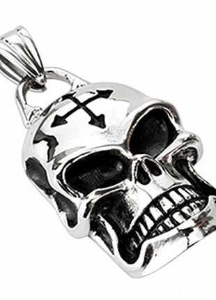 Edelstahl Biker Ketten Anhänger Totenkopf Skull Kreuz