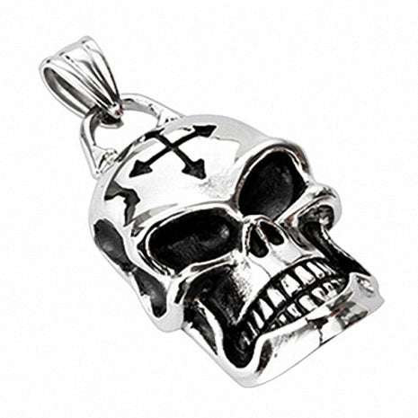 Edelstahl Biker Ketten Anhänger Totenkopf Skull Kreuz