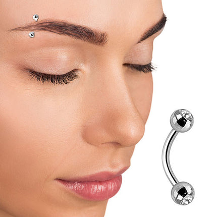 Augenbrauenpiercing aus Titan Außengewinde Implantatqualität mit Kristall