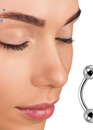 Eyebrow piercing made of titanium external thread implant quality with crystal 