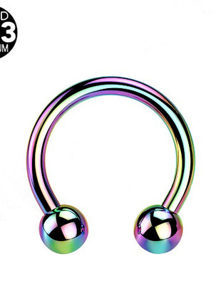 Titan G23 Lippenpiercing Hufeisen Universal Piercing Rainbow