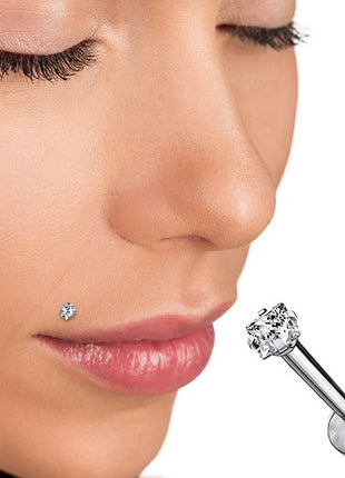 Titanium Lip Piercing Monroe Stud Ear Plug Crystal Square Head 