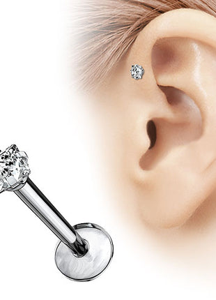 Titanium Lip Piercing Monroe Stud Ear Plug Crystal Square Head 