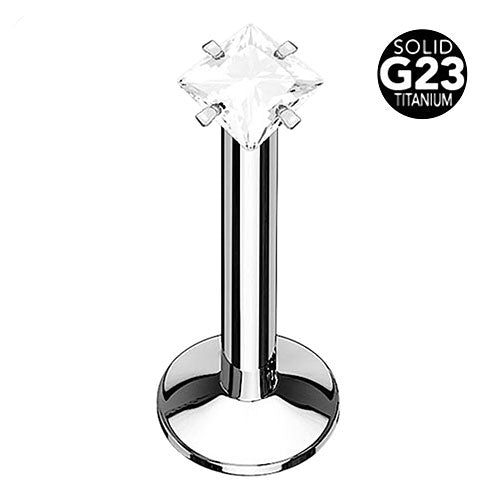 Titan Lippenpiercing Monroe Stud Ohr Stecker Kristall Quadrat Kopf