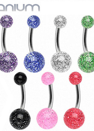 Bauchnabelpiercing Stecker Titan UV Ultra Glitter