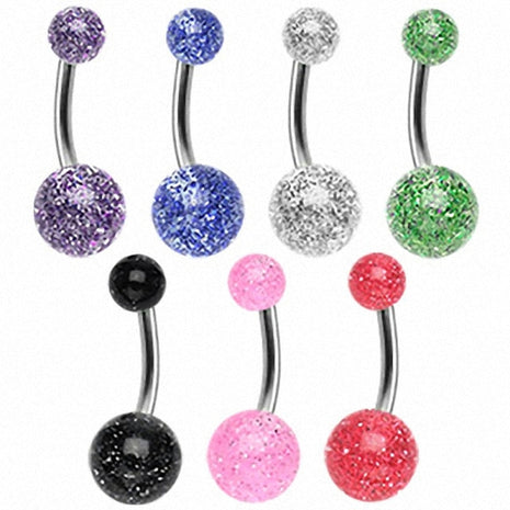 Belly Button Piercing Stud Titanium UV Ultra Glitter 